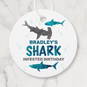 Shark Infested Any Age Birthday Party Favour Tags