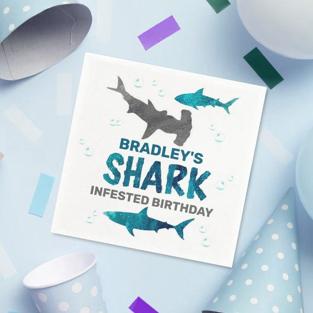 Shark Infested Any Age Birthday Party Napkin (Creator Uploaded)