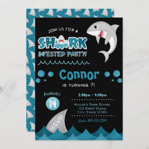 Shark infested Birthday Party Invitation