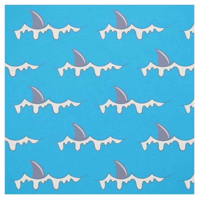 Shark infested water cartoon fabric (Swatch)