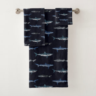 Shark Invasion Pattern Bath Towel Set