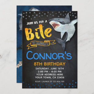 Shark Invitation, Pool Birthday Party, Chalkboard Invitation