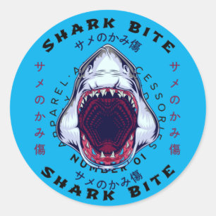 shark japanese style art cool watch classic round sticker