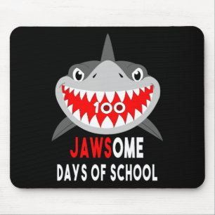 Shark Jawesome 100 Days School Cute Fun Gift Outfi Mouse Mat