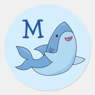Shark Kid Cute Kawaii Name Envelope Seal Sticker