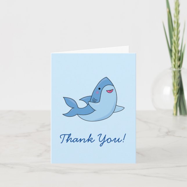 Shark Kid Cute Kawaii Thank You Stationary Cards (Front)