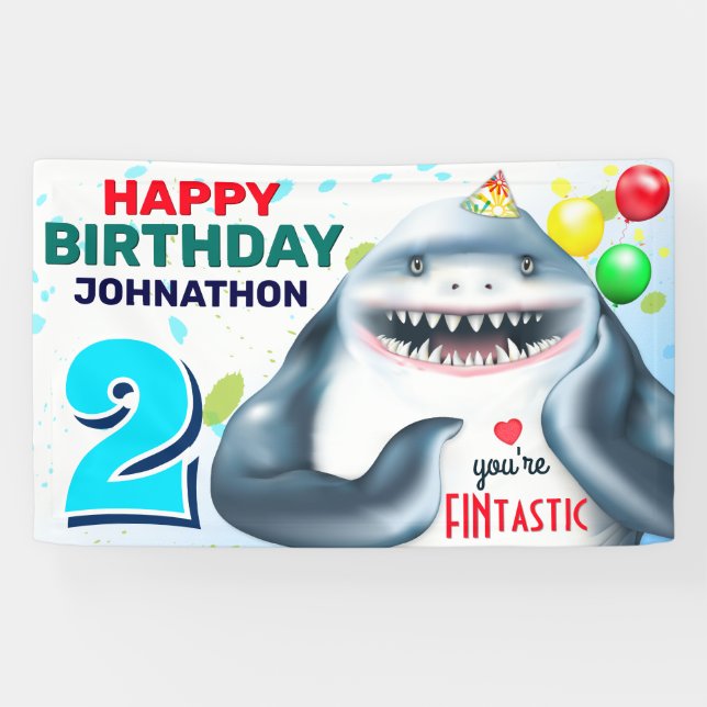 Shark Kids Birthday Banner (Horizontal)