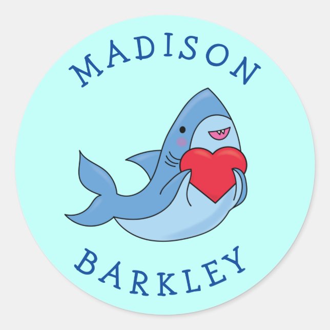 Shark Kid's Cute Kawaii Envelope Seal Stickers (Front)