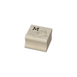 Shark Kid's Cute Kawaii  Monogram Initial Rubber S Stamp