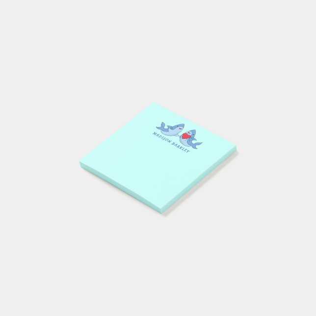 Shark Kid's Cute Kawaii Post-it Notes (Angled)