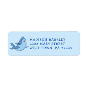 Shark Kid's Cute Kawaii Return Address Label