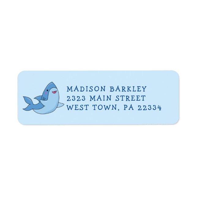 Shark Kid's Cute Kawaii Return Address Label (Front)