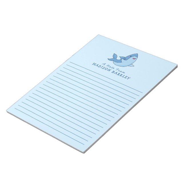 Shark Kid's Cute Kawaii Stationary Notepad (Angled)