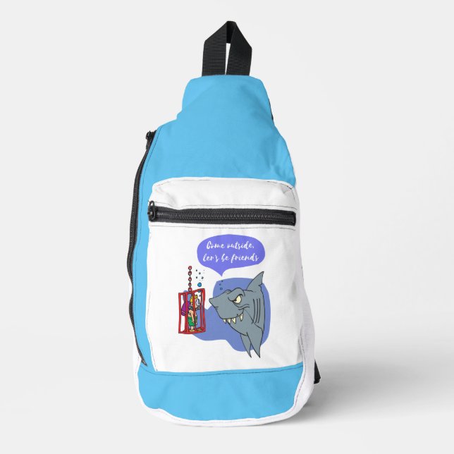 shark, let's be friends sling bag (Front)
