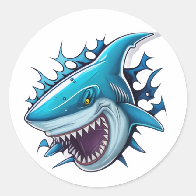 Shark logo T-Shirt Classic Round Sticker (Front)