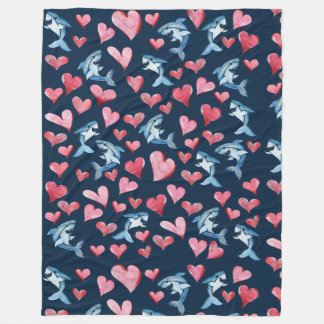 Shark Lover Card Fleece Blanket