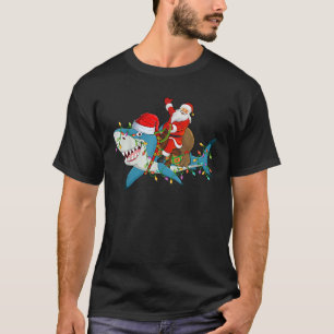 Shark Lover Xmas Lights Santa Ride Shark Christmas T-Shirt