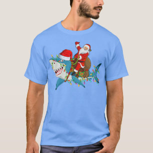Shark Lover Xmas Lights Santa Ride Shark Christmas T-Shirt