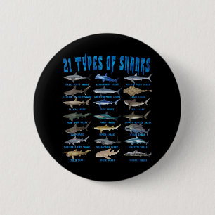 Shark Lovers 21 Types Of Sharks Ocean Animal 6 Cm Round Badge