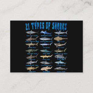 Shark Lovers 21 Types Of Sharks Ocean Animal Business Card
