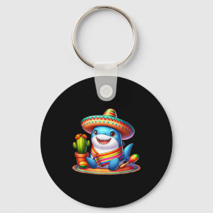 Shark lovers cinco de mayo sombrero maracas mexica key ring