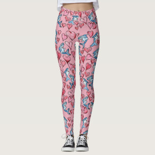 Shark Lovers Cute Sharks and Hearts Leggings