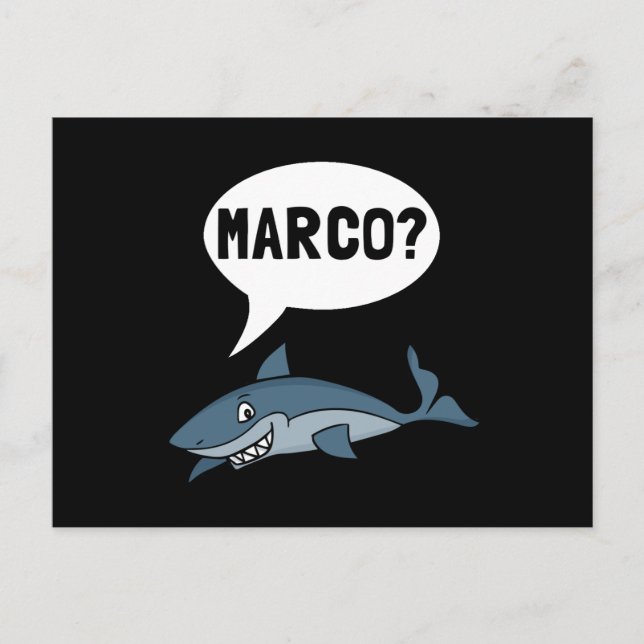 Shark Marco Polo Ocean Vacation Funny Postcard (Front)
