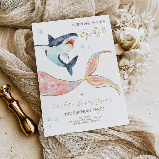 Shark Mermaid Joint Theme Invitation 