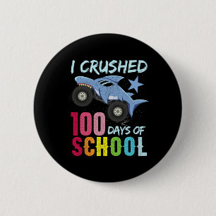 Shark Monster Truck 100 Days Of School Apparel  6 Cm Round Badge