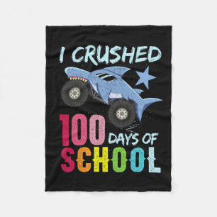 Shark Monster Truck 100 Days Of School Apparel  Fleece Blanket