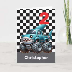 Shark Monster Truck 2nd Birthday Card