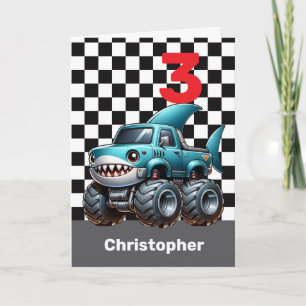 Shark Monster Truck 3rd Birthday Card