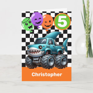 Shark Monster Truck 5th Birthday Halloween  Card