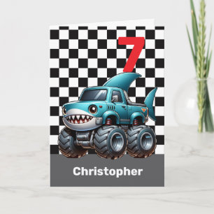 Shark Monster Truck 7th Birthday Card