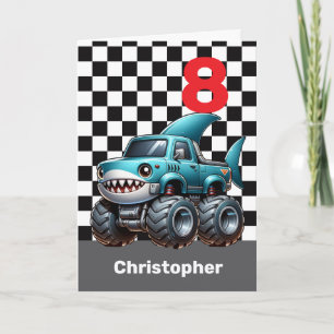 Shark Monster Truck 8th Birthday Card
