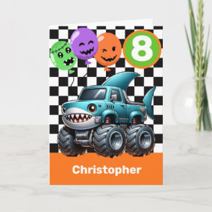 Shark Monster Truck 8th Birthday Halloween Card