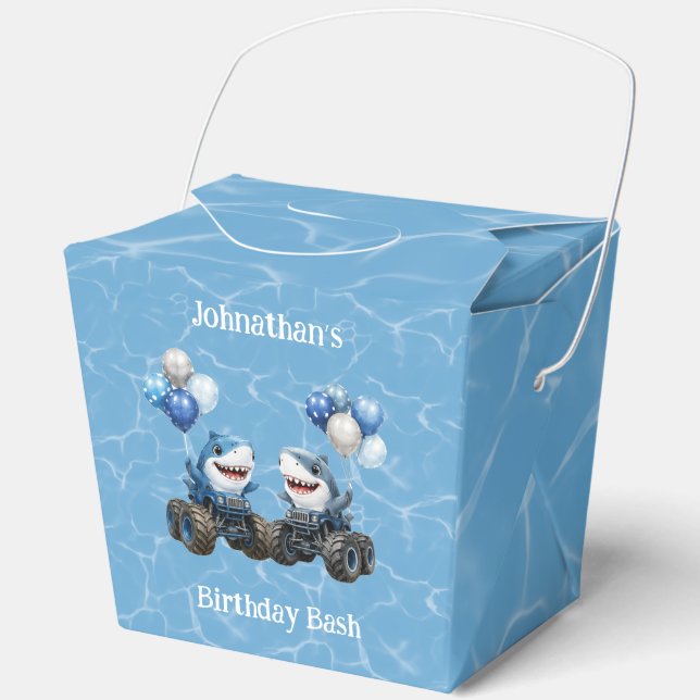 Shark Monster Truck Birthday Bash Favour Box (Front)
