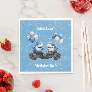 Shark Monster Truck Birthday Bash Napkin