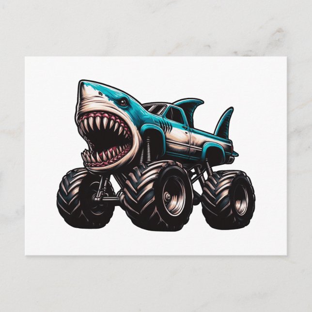 Shark Monster Truck  Holiday Postcard (Front)