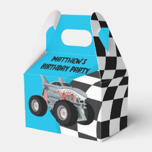 Shark Monster Truck Racing Flag Birthday Party Favour Box
