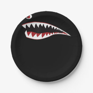 Shark Mouth Art Symbol - Gift For Shark Lover Paper Plate