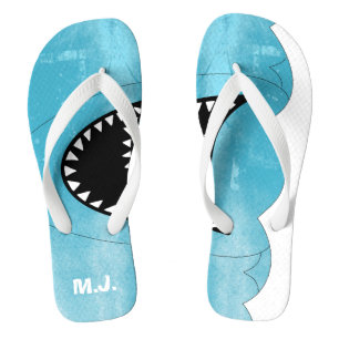 Shark Mouth Wave Monogram Illustration Flip Flops