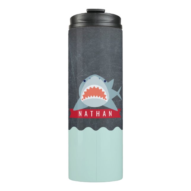 Shark Navy Blue Under the Water Thermal Tumbler (Front)