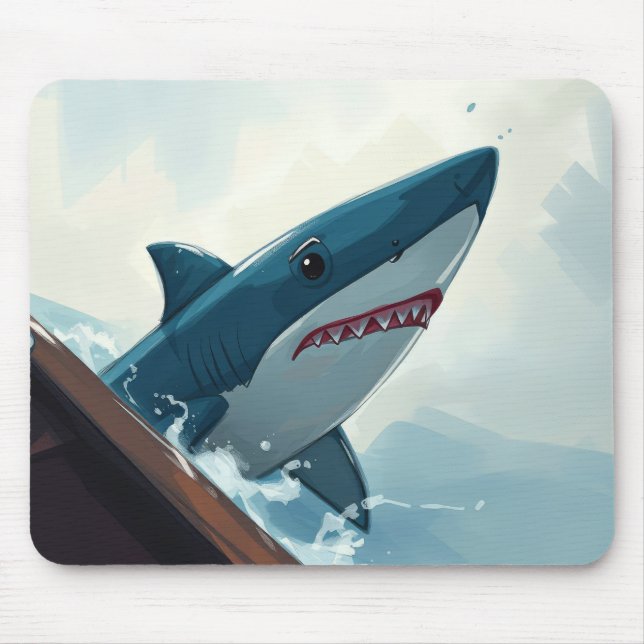 Shark Near Boat Mouse Mat (Front)