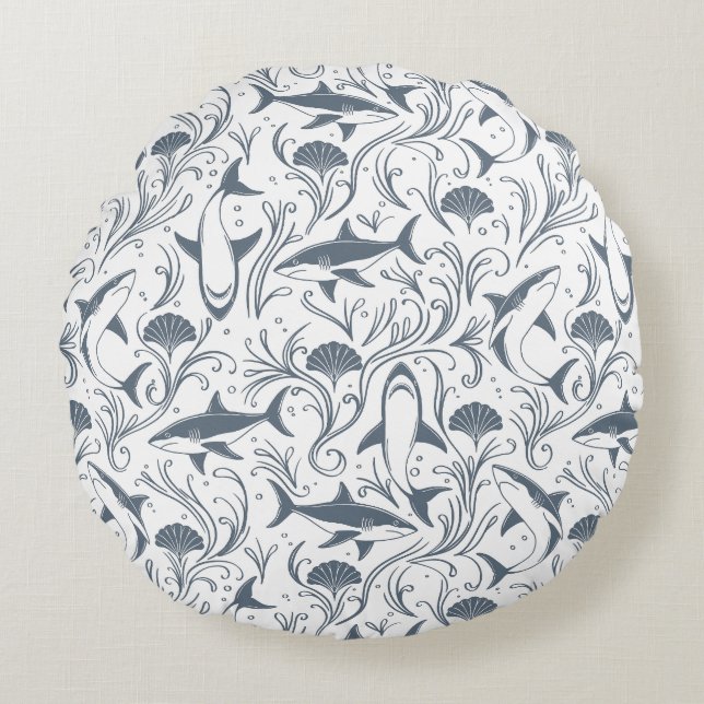 Shark Nouveau  Round Cushion (Front)
