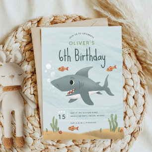 Shark Ocean 6th Birthday Boy Invitation
