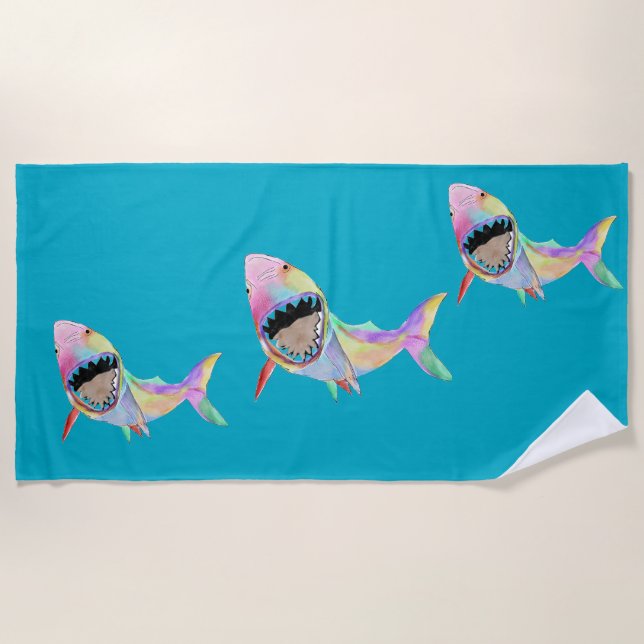 Shark ocean art  beach towel (Front)