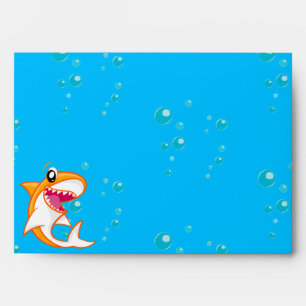 Shark Ocean Kids Orange Any Age Birthday Envelope