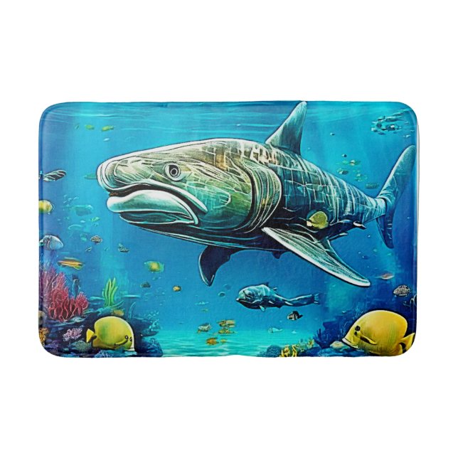 Shark Ocean Predator Art Bath Mat (Front)