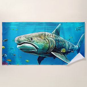 Shark Ocean Predator Art Beach Towel